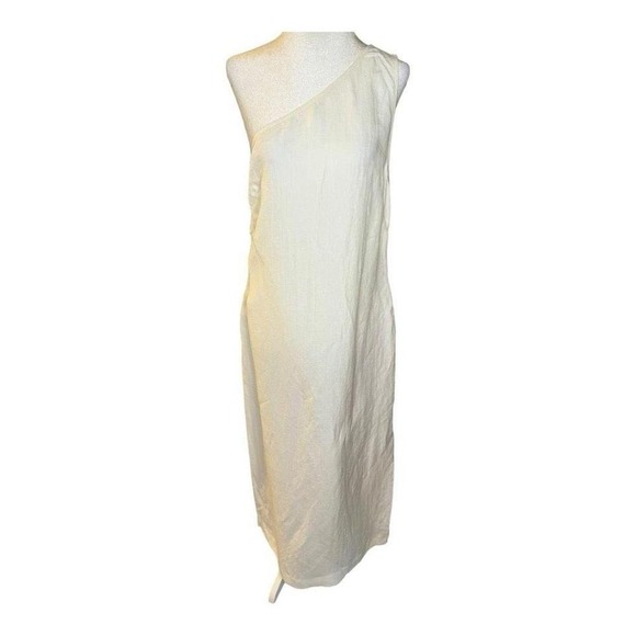 Madewell Dresses & Skirts - Madewell Linen Blend One Shoulder Midi Dress Ivory Size 12 NWT